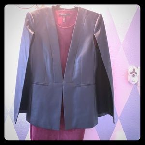 BCBG black leather cape jacket